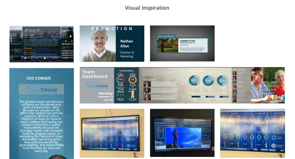 Mood board establishing visual direction for the ClearChoice sales dashboard